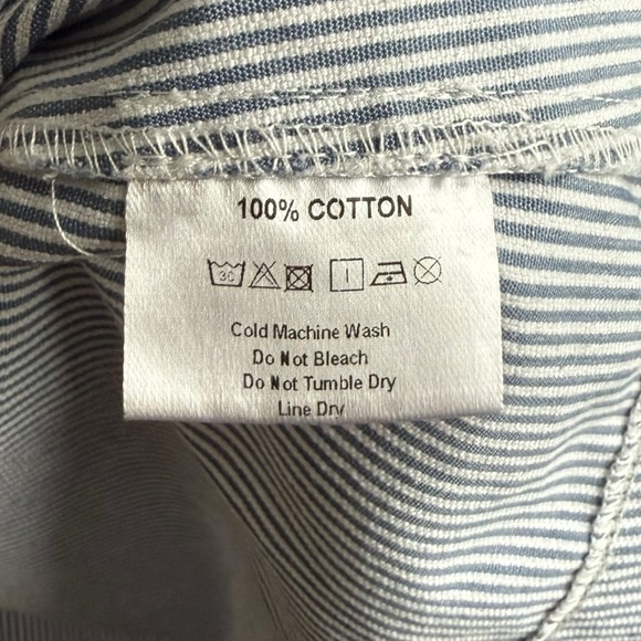 Teela Denim Pinstripe Tiered Dress Girls 12 Button Down Collared Knee Length - Picture 8 of 8